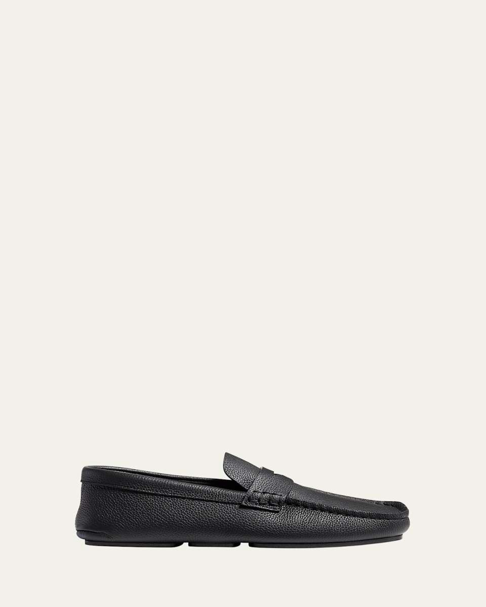 Billy Grained Leather Moc-Toe Penny Loafers
